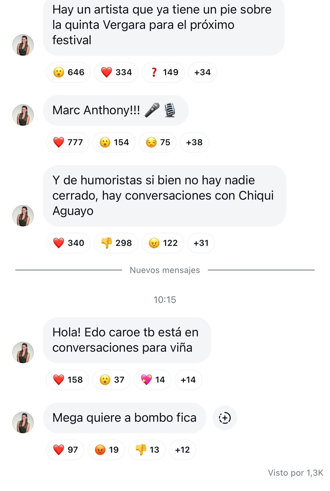 Información entregada por Cecilia en su canal de difusión de IG