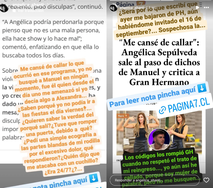 Historias de Angélica sobre GH y PH