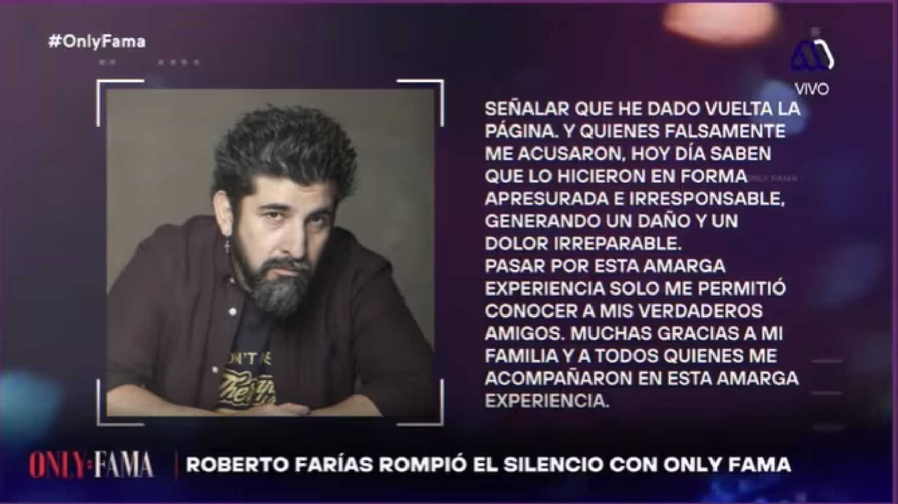 Respuesta de Roberto Farías a Only Fama