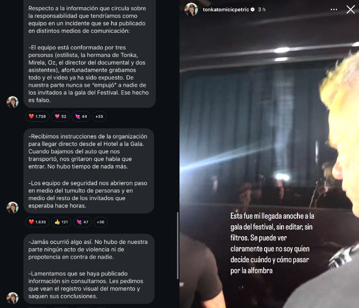 Comunicado publicado por Tonka Tomicic en redes sociales