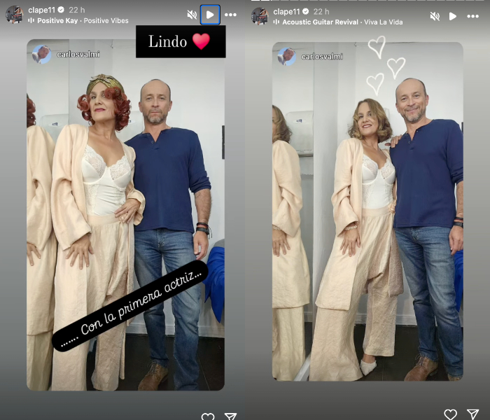 Historias compartidas por Claudia Pérez en redes sociales. En la fotografía se puede ver a su actual pareja. 