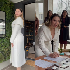 Carlita Inostroza regala el vestido que usó para su matrimonio civil con Matt Hunter