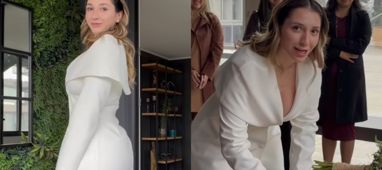 Carlita Inostroza regala el vestido que usó para su matrimonio civil con Matt Hunter